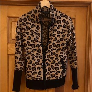 Rachel Zoe Animal Print sweater jacket with Black Trim
